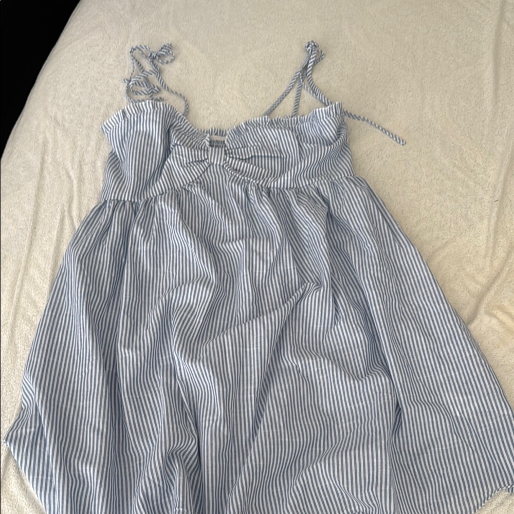 SHEIN Blue and White Striped Midi Dress